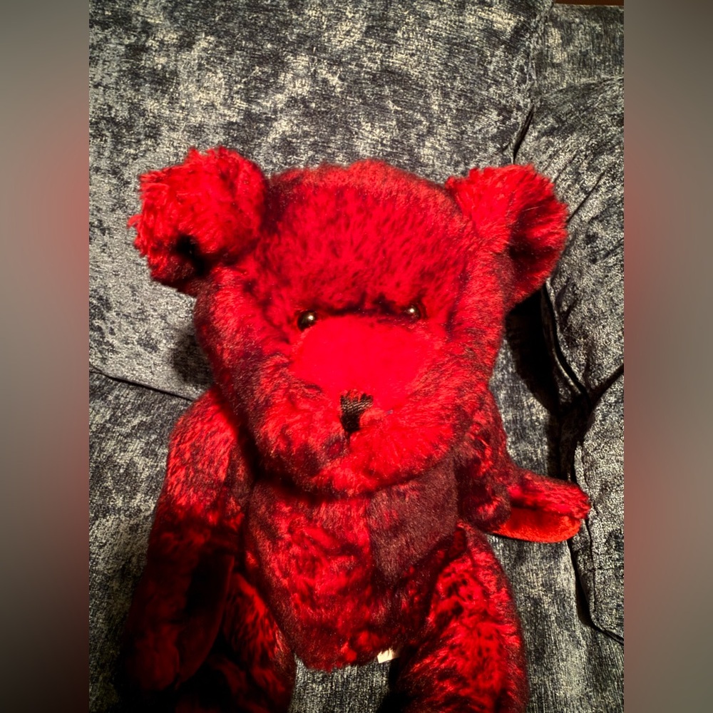Vintage Vivid Red and Black Teddy Bear - Picture 8 of 8